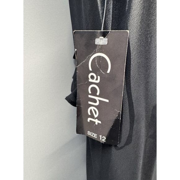 CACHET Vintage Sheer Dress/Cover Up Black Ruffled Women’s Size 12 New With Tags - Picture 4 of 8